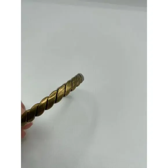 Brass Bracelet Jewelry Wrist Small Rope Patina Gold Tone - Picture 2 of 5